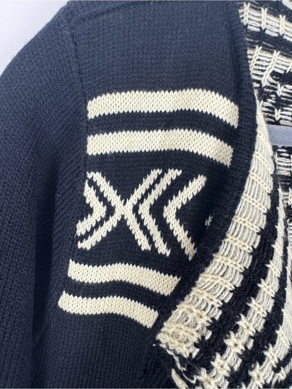 Hot & Delicious Skull Cardigan Sweater Black Ivory Open Front Goth Boho M/L Fall - Picture 7 of 16